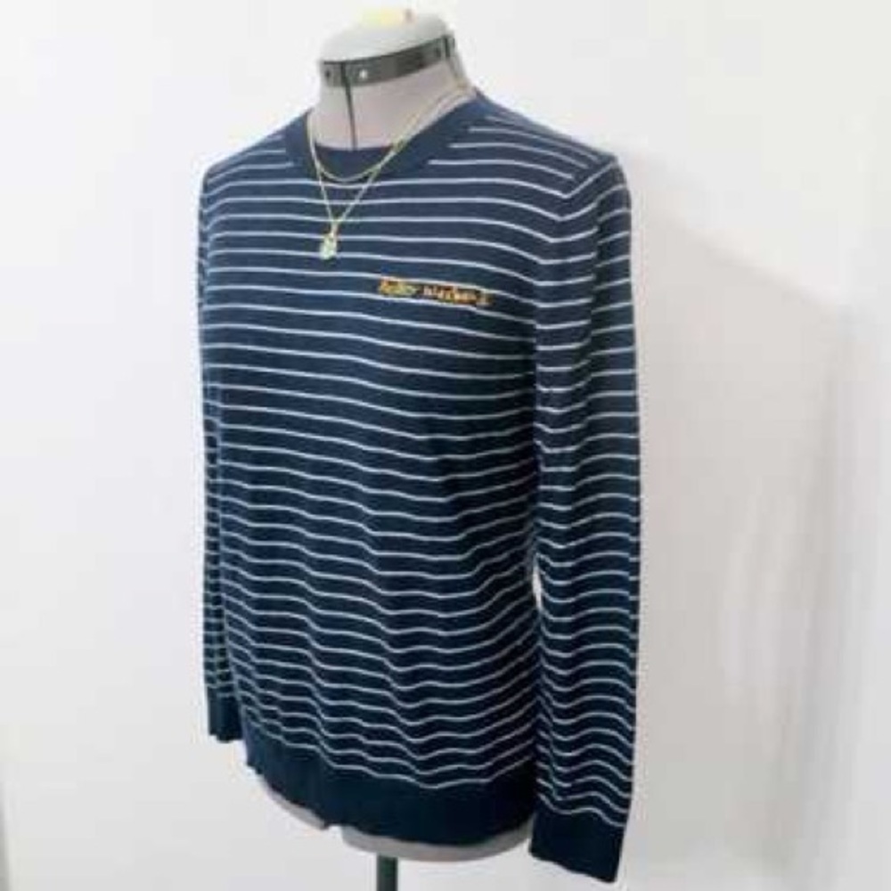 Banana Republic “Hello Weekend” Navy Striped Silk & Cashmere Sweater